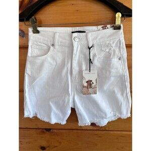 Sincerely Jules Women's Cut Off White Shorts Super High Rise Wedge Jorts 1/25